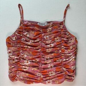 Sweet Rain Young Contemporary Reese Flower Ruched Cami Tank Floral